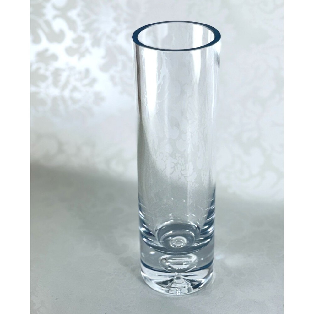 VTG Krosno Poland Controlled Bubble Glass Vase | 8” Cylinder | MCM Art Glass